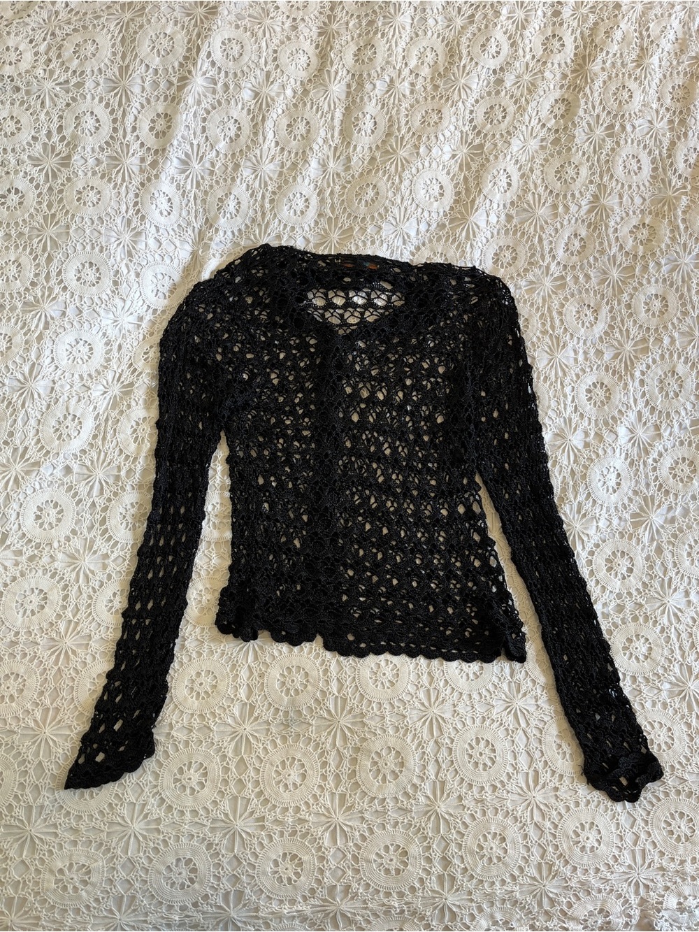 Vintage Jeremy Scott Bremar black crocheted cardigan top - Picture 7 of 8